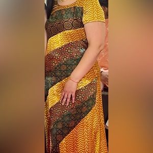 Silk maxi dress with bright colorful design